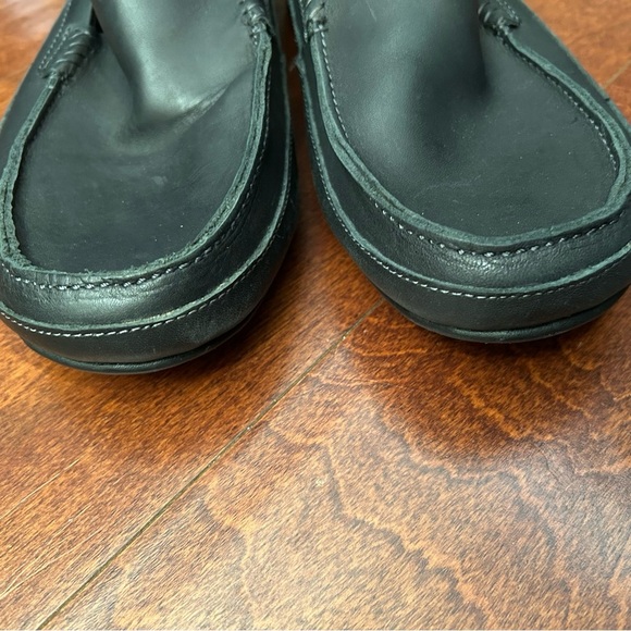 OluKai “Kulana” Black Leather Slip-On Loafers, Size 13 - Picture 7 of 15